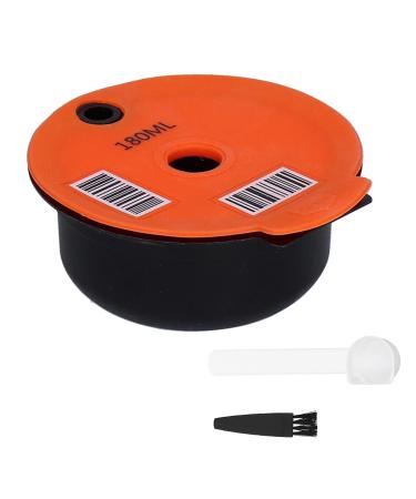 TOPINCN TOPINCN Reusable Coffee Capsules Refillable Pod Kit with Brush and Spoon Ground Coffee Filter Cup Home Cartridge Accessories for Kitchen Station (Orange 180ML)