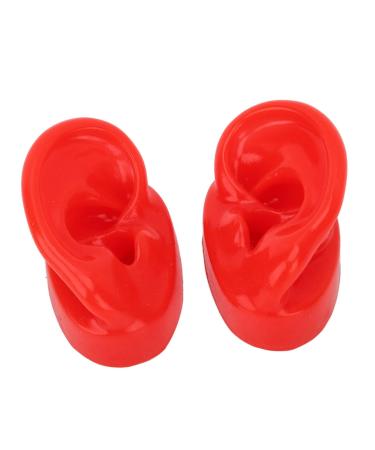 Simulated couple Human ear model silicone-ear model for hearing support trage demonstration soft smooth water resistance model for point acupuncture (red)