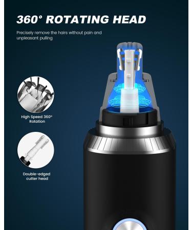 Buy Ear & Nose Hair Trimmer with LED Display - Painless USB Rechargeable IPX7 Waterproof Dual Edge Blades for Men & Women - Buy Online on GoSupps.com