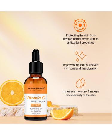 Buy NEUTRIHERBS Vitamin C Serum with Hyaluronic Acid - Anti-Aging Brightening Facial Serum for Daily Skincare - 1 fl oz - Buy Online on GoSupps.com