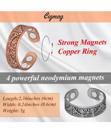 Cigmag Lymphatic Drainage Magnetic Ring - Copper Adjustable with Removal Tool and Gift Box - Tree of Life Design - Buy Online on GoSupps.com