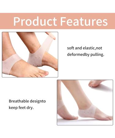 Silicone Heel Protectors 4Pcs - Plantar Fasciitis Relief Gel Heel Cups for Men & Women - Ankle Sleeves for Blisters - White - Buy Online on GoSupps.com