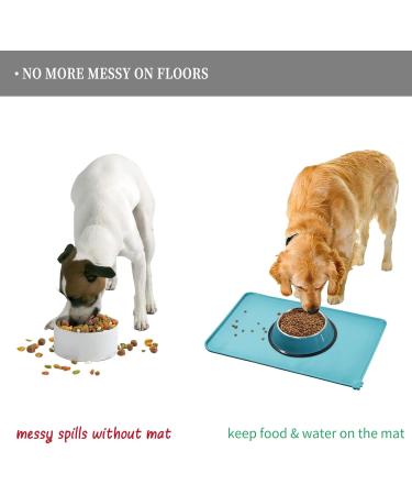 Reopet Silicone Pet Feed Mats - Waterproof Dog & Cat Mats with Elevated Edges (87x57cm) - Turquoise - Best for Mess-Free Feeding - Buy Online on GoSupps.com