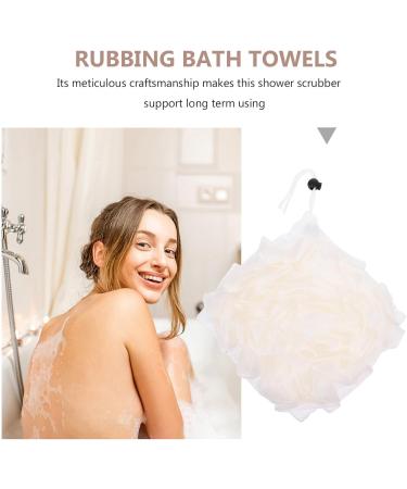 Beavorty Bath Loofah Mesh Shower Loofah Exfoliating Body Scrubber Soft Mesh Pouf Ball Exfoliator Bathing Accessory for Women Men White - Buy Online on GoSupps.com