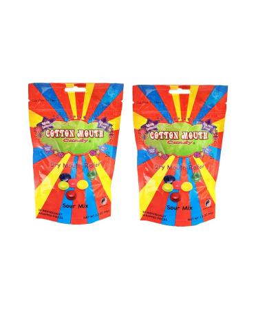 Cotton Mouth Candy Dry Mouth Relief Sour Mix 3.3 Ounce Bag (2 Bags) | Relieves Dry Mouth & Increases Saliva Production Sugar Free Gluten Free Delicious Sour Flavor Individually Wrapped 30 Ct