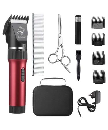 Sminiker Low Noise Cat and Dog Clippers Rechargeable Cordless Pet Clippers Grooming Kit with Storage Bag 5 Speed Professional Animal Clippers Pet Grooming Kit