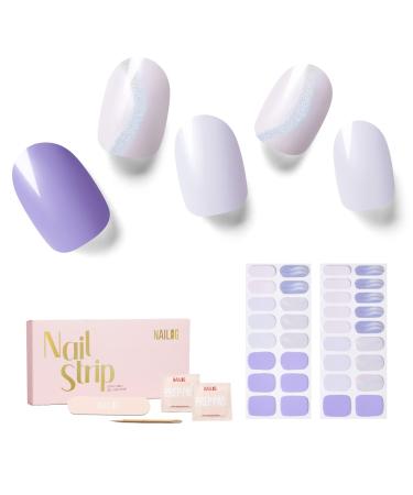 NAILOG Semi Cured Gel Nail Strips 34 pcs Salon-Quality Gel Nail Stickers Long Lasting Nail Wraps for Women with Soft Gel Finish Lavender Purple & Shimmer Swirl Lavender Mist - Buy Online on GoSupps.com
