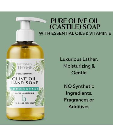 Brittanie's Thyme Organic Natural Hand Soap - Vegan Castile Soap with Olive Oil & Essential Oils (Bergamot Lavender Lemongrass) | Gluten Free International Shipping - Buy Online on GoSupps.com