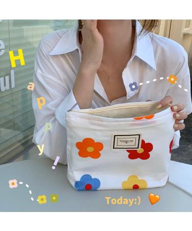 LYDZTION Flower Makeup Bag for Women | Large Capacity Canvas Travel Toiletry Organizer - Buy Online on GoSupps.com