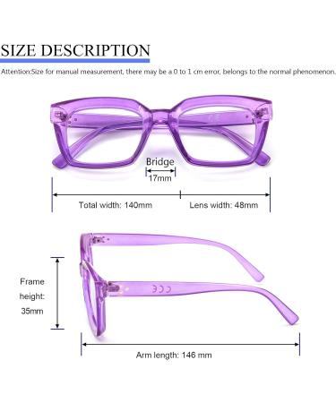 MMOWW Transparent Purple 2.5 Oversized Reading Glasses for Women - Anti Blue Light Square Frame - Buy Online on GoSupps.com