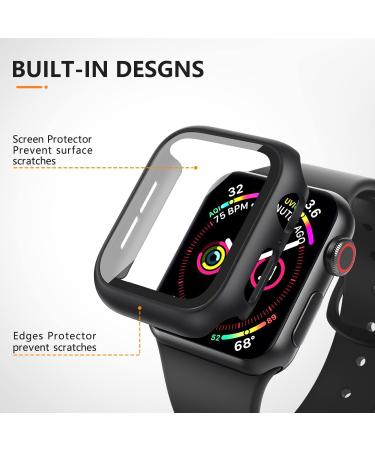 Mugust 3 Pack Apple Watch Screen Protector 40mm SE Series 6/5/4, Hard PC Full Cover with Tempered Glass - Black 40mm - Buy Online on GoSupps.com