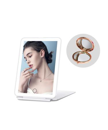 YUVIKE Travel Mirror with Light  Makeup Mirror with Lights  Travel Light Mirror  Travel Makeup Mirror Portable Lighted Makeup Beauty Mirror  Travel Essential for Women White