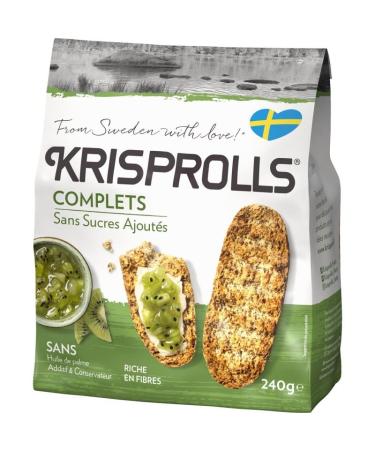 KRISPROLLS - Complete Swedish Bread No Added Sugars 240 g - Pack of 4 - Sold as a Lot