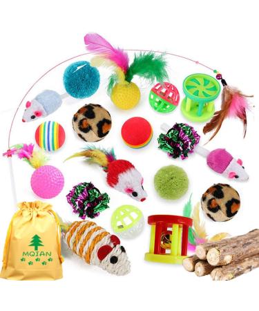 Mqian 25 PCs cat toys set kitten mouse toy set cat toys ball with feather cat toys variety cat toys pack 25pcs - Buy Online on GoSupps.com