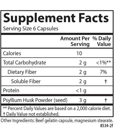 Carlson - Hi-Fiber 3 g Psyllium Husk Capsules Regularity Colon Health & Heart Function 100 Capsules 100 Count (Pack of 1) - Buy Online on GoSupps.com
