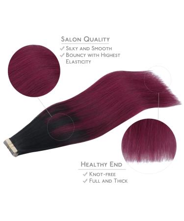 Salife Real Hair Tape Extensions - 20Pcs 50cm 16 Jet Black to Burgundy Remy Skin Weft - Invisible Tape In - Buy Online on GoSupps.com