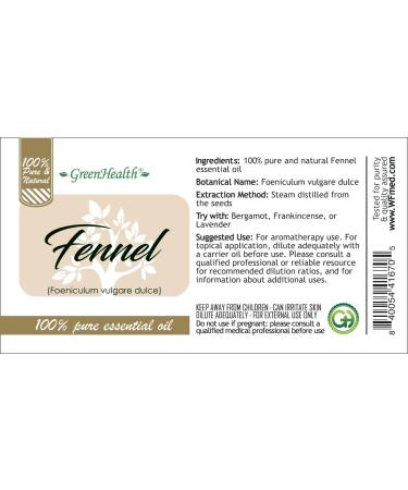 Fennel 32 fl oz (946 ml) Aluminum Bottle w/Plug Cap 100% Pure Essential Oil GreenHealth - Buy Online on GoSupps.com