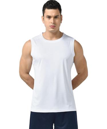 Men's 5-Pack Stretch Cool Dry Muscle Tank Tops - Sleeveless Workout Shirts in White/Red/Blue/Gray/Black - Size Large - Buy Online on GoSupps.com