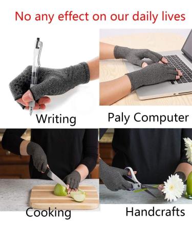 HugKou Arthritis Compression Gloves - 2 Pairs for Carpal Tunnel and Rheumatoid Arthritis Relief - Fingerless Compression Gloves for Women & Men (M) - Buy Online on GoSupps.com