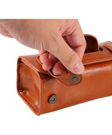 LetCart Men's Toiletry Bag - Stylish Brown PU Leather Cosmetic Bag for Shaving Brush & Razor - Portable Travel Essentials - Buy Online on GoSupps.com