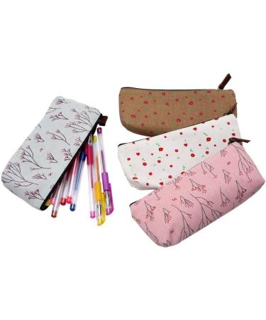 Shop Mingze 4-Piece Canvas Pen & Pencil Set | Fresh Flower Pattern | Stylish Stationery & Cosmetic Pockets - International Shipping - Buy Online on GoSupps.com