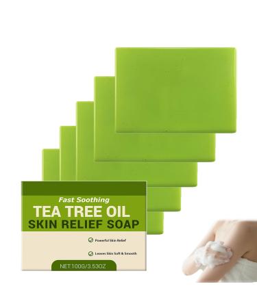 ZLHHRZJX Tea Tree Oil Soap Botanical Refreshing Cleanser with Oils Handmade Soap Face and Body Moisturizing Soap Daily Use on Sensitive and Dry Skin Deep Pore Cleansing (5