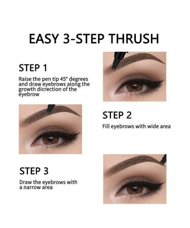 Microblading Eyebrow Pen - Professional 4-Point Pencil for Natural Looking, Waterproof Makeup with Gift - Dark Brown - Buy Online on GoSupps.com