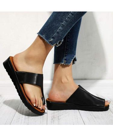 Comfortable Women s Platform Sandals | Orthopedic PU Leather Bunion Corrector | Flat Sole Foot Correction - Buy Online on GoSupps.com