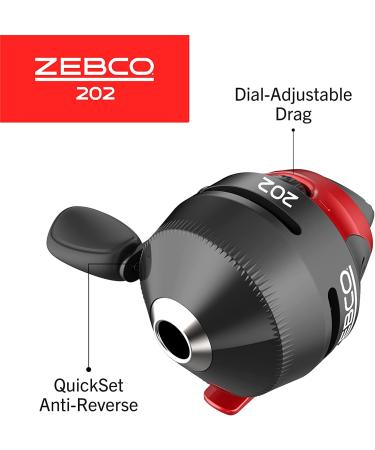 Zebco 202 Spincast Reel and Fishing Rod Combo | 5'6 2-Piece Pole | Size 30 Reel | Pre-Spooled with 10lb Line | Black/Red | 27pc Tackle Included - Buy Online on GoSupps.com