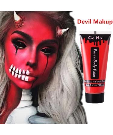 Go Ho Red Cream Face Body Paint(2.37 oz) Water Based Red Devil Makeup Face Painting for Adults Children SFX Cosplay Costumes Festivals Halloween - Buy Online on GoSupps.com