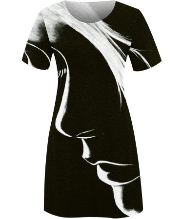 Hinvhai Summer Dress 2023 - Casual Boho Floral Print T-Shirt Dress for Women - White - XX-Large - Buy Online on GoSupps.com