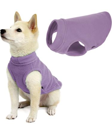 Gooby Stretch Fleece Vest Dog Sweater - Lavender, Medium - Warm Pullover Fleece Dog Jacket - Winter Dog Clothes for Small Dogs Boy or Girl - Dog Sweaters for Small Dogs to Dog Sweaters for Large Dogs Lavender Medium Length (11.5")