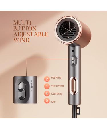 Bestauty Travel Hair Dryer - Lightweight Ionic Blow Dryer with Diffuser Low Noise & Stylish Rose Gold Design for Home & Salon Use - Buy Online on GoSupps.com