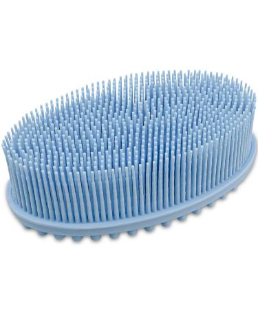 Exfoliating Silicone Body Scrubber Silicone Bath Brush Silicone Shower Loofah for Gentle Massage Skin Long Lasting Lathers Well Easy to Clean More Hygienic Than Traditional Loofah Body Brush (Blue)