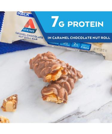 Atkins Caramel Chocolate Nut Roll Bar - Keto-Friendly Snack (5 Bars, 1.55oz) - Buy Online on GoSupps.com