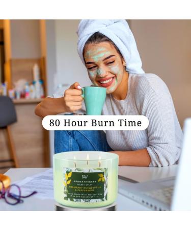 Rosemary Eucalyptus Peppermint Candle | Highly Scented 3 Wick Natural Soy Candle for Aromatherapy & Stress Relief | Perfect Fresh Scented Candle for Home - Buy Online on GoSupps.com