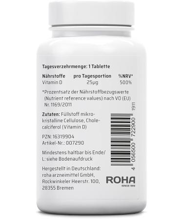 Buy Sanhelios Sonnenvitamin D3 1000 I.E. - Premium Vitamin D for Bones Teeth & Immune Support - 365 Microtablets - Made in Germany - Buy Online on GoSupps.com