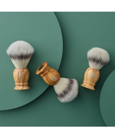 M HLE Classic Olive Wood X-Large Silvertip Fiber Shaving Brush - Luxury Synthetic Shave Brush for Men - Buy Online on GoSupps.com