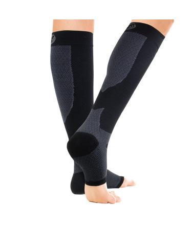 Orthosleeve FS6+ Foot and Calf Bracing Sleeve circulation booster Plantar Fasciitis Heel pain and Shin Splint Relief. 1 Pair - Large Black - Buy Online on GoSupps.com