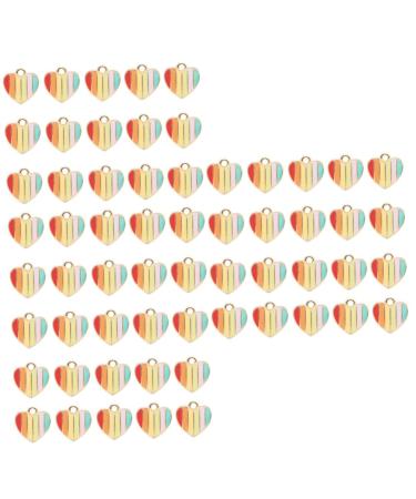 DIYEAH 60 Pcs Peach Heart Drop Oil Pendant Enamel Heart Charms Diy Pendant Alloy Accessories Gold Powder