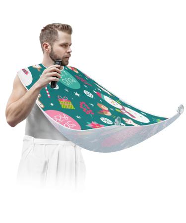 Beard Bib Apron Beard Bib Hair Catcher for Men Shaving and Trimming Non-Stick Waterproof Beard Cape Grooming Cloth Christmas Snowman Bird Tree