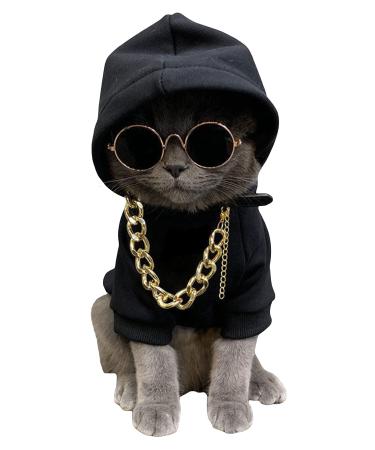 QWINEE 3Pcs Dog Hoodie Cat Apparel Dog Custume Set with Necklace and Sunglasses Pet Clothes for Puppy Small Medium Dogs Cats Multicolor XXL XX-Large Multicolor