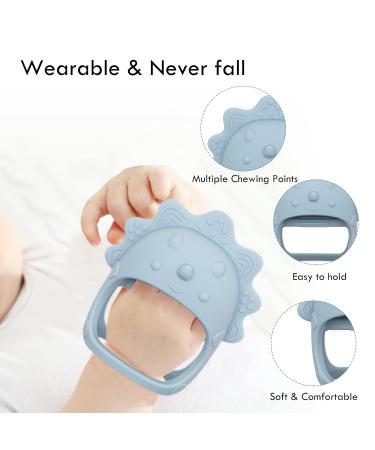 Santi & Me Baby Wrist Teether Mittens - Silicone Chew Toys for Babies - Fun Bird Design - Pack of 2 (Dusty Blue) - Buy Online on GoSupps.com