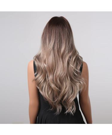 Uevies Wavy Synthetic Wig for Women - Brown & Gray 66 cm Realistic Look for Halloween Cosplay & Everyday Use - Buy Online on GoSupps.com