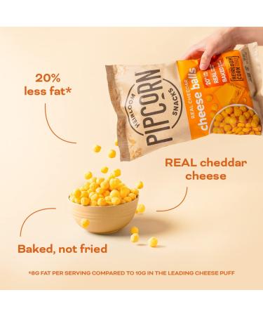 Pipcorn Heirloom Cheddar Cheese Balls 1oz 24 Pack - Gluten Free & Non-GMO Snack with Organic Cheese - Preservative Free Halloween Treats - Buy Online on GoSupps.com