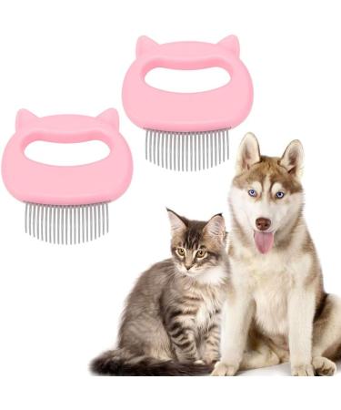 Catbrush Set - 2 Pink Brushes for Long & Short Hair Cats and Dogs | Fur Care Massage Comb & Loose Hair Removal - Buy Online on GoSupps.com