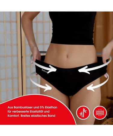 Relixa Menstruation Underwear for Women & Girls - 3-Pack Bamboo Hipsters (XS-6XL) | Strong Absorbency for Heavy Bleeding - Black Blue & Beige - Buy Online on GoSupps.com