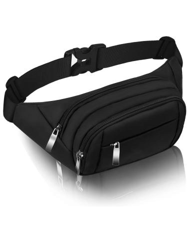 Bellbeat women big capacity belt pocket men 4 zip pockets waterproof hip pocket black for 7.9 '' Mini iPad & iPhone - multiple subjects for sports travel cycling black belt bag