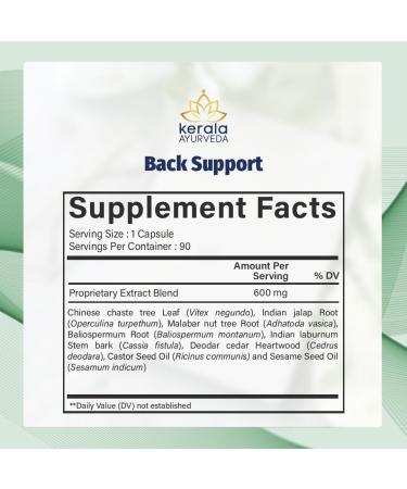 Kerala Ayurveda Back Support Herbal Capsules - Eases Occasional Discomfort of Lower Back & Supports Normal Movement of Spine 90 Count - Buy Online on GoSupps.com