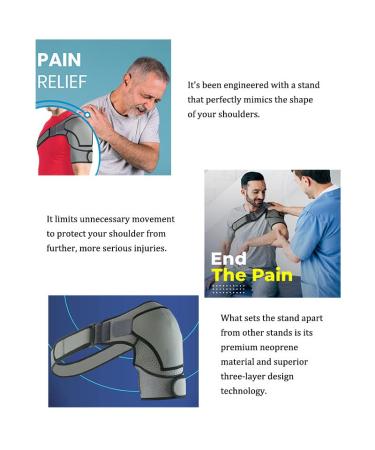 Adjustable Shoulder Brace for Torn Rotator Cuff Pain Relief | Compression Sleeve for Men & Women - Large Gray - Buy Online on GoSupps.com